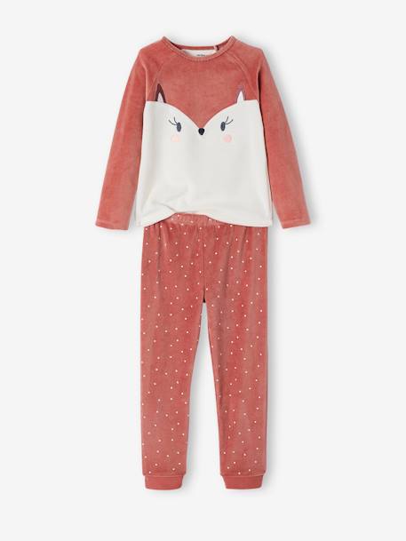 Pijama Zorro de terciopelo, para niña ROSA OSCURO LISO CON MOTIVOS 