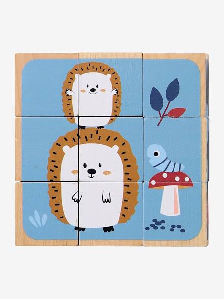 Puzzle cubos animales de madera FSC® BEIGE CLARO LISO CON MOTIVOS 