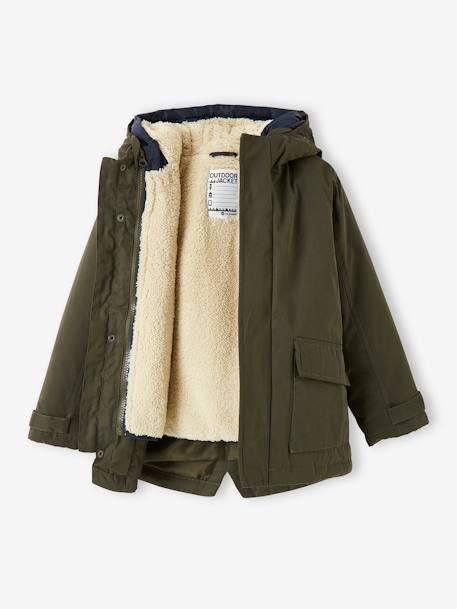 Parka 3 en 1 con cazadora desmontable, niño azul intenso+AZUL MEDIO LISO CON MOTIVOS+MARRON OSCURO LISO CON MOTIVOS+VERDE MEDIO LISO CON MOTIVOS 