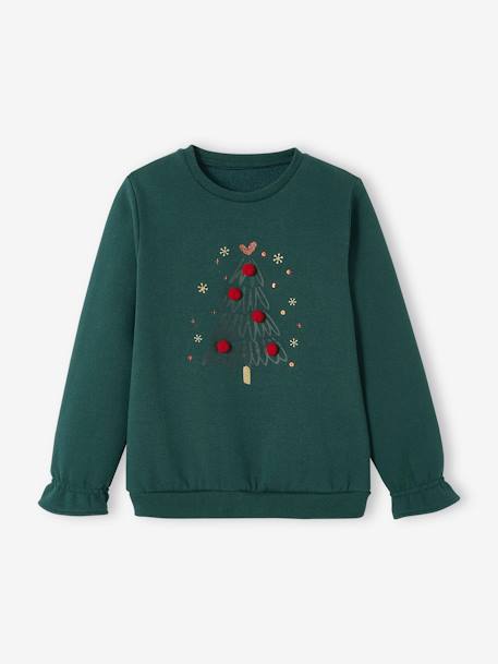 Sudadera con árbol de Navidad para niña verde pino 