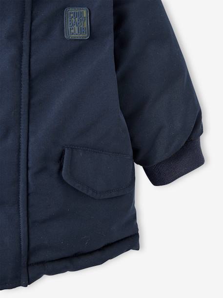 Parka reversible para bebé con capucha AZUL OSCURO LISO CON MOTIVOS 