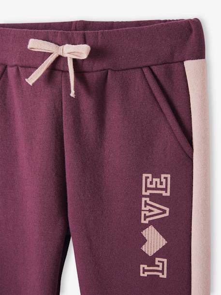 Pantalón deportivo de felpa con bandas a los lados, para niña ROSA CLARO LISO CON MOTIVOS+VIOLETA OSCURO LISO CON MOTIVO 