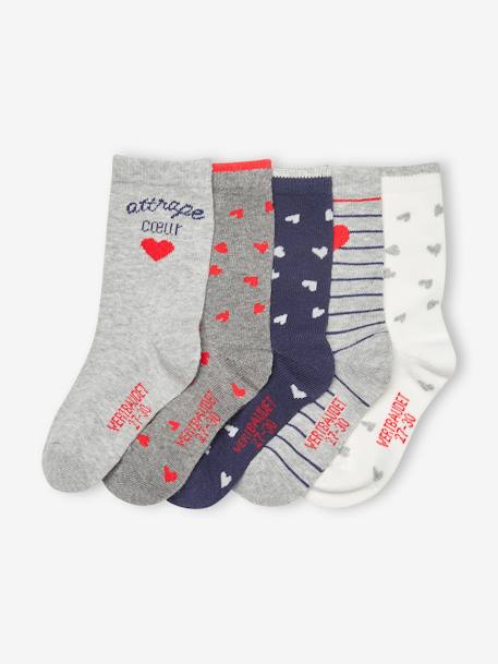 Pack de 5 pares de calcetines cortos para niño BASICS gris jaspeado -  Vertbaudet