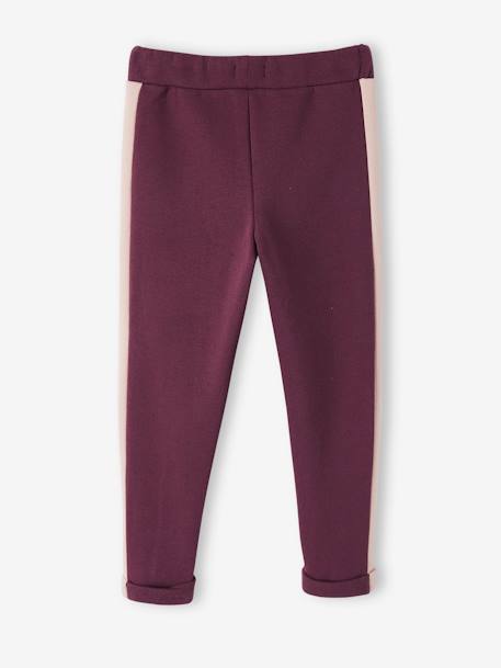 Pantalón deportivo de felpa con bandas a los lados, para niña ROSA CLARO LISO CON MOTIVOS+VIOLETA OSCURO LISO CON MOTIVO 