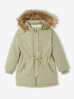 Parka con capucha de lunares irisados con relleno de poliéster reciclado, para niña