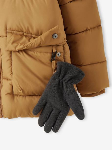 Chaqueta acolchada con forro polar y guantes o manoplas, para niño AZUL MEDIO LISO CON MOTIVOS+MARRON MEDIO LISO CON MOTIVOS+verde pino 