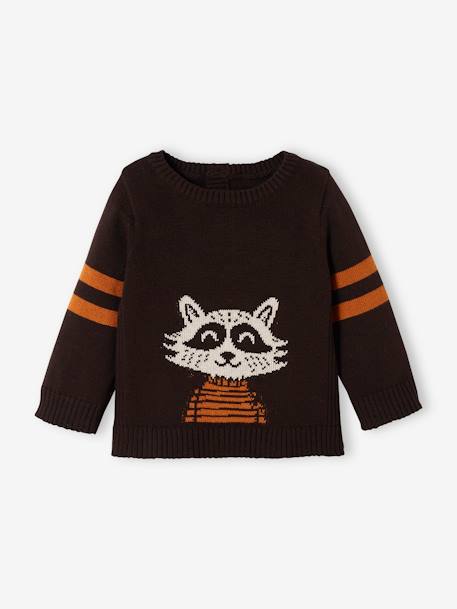 Jersey de punto tricot, con mapache, para bebé