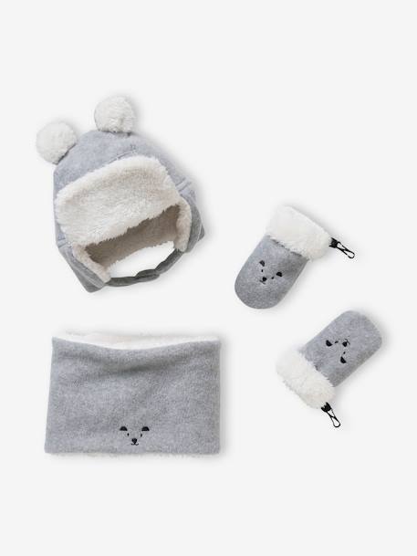 Bebé-Accesorios-Conjunto de osito chapka + snood + manoplas, para bebé