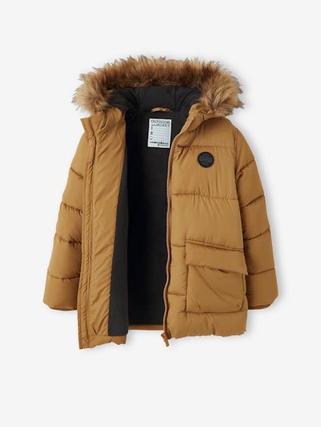 Chaqueta acolchada con forro polar y guantes o manoplas, para niño AZUL MEDIO LISO CON MOTIVOS+MARRON MEDIO LISO CON MOTIVOS 