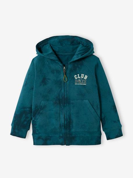 Sudadera deportiva con capucha y cremallera 'tie and dye', niño AZUL OSCURO LAVADO 