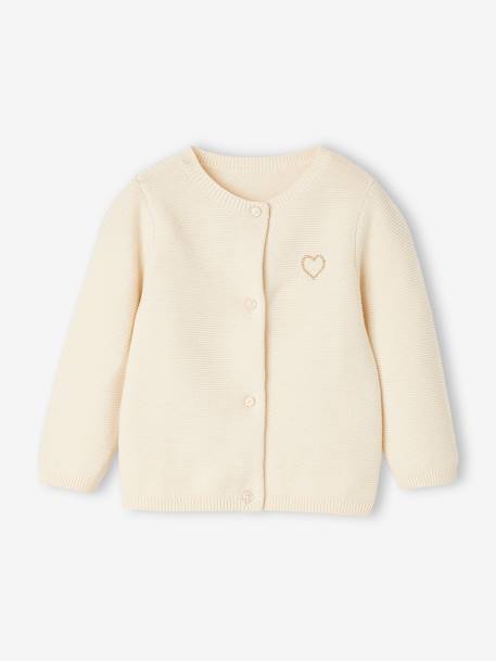 Bebé-Sudaderas, jerséis y chaquetas de punto-Chaquetas de punto-Cárdigan con bordado dorado de corazón, bebé
