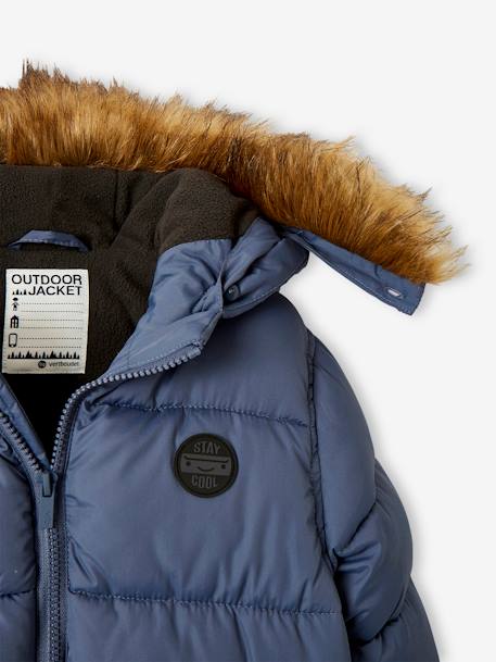 Chaqueta acolchada con forro polar y guantes o manoplas, para niño AZUL MEDIO LISO CON MOTIVOS+MARRON MEDIO LISO CON MOTIVOS 