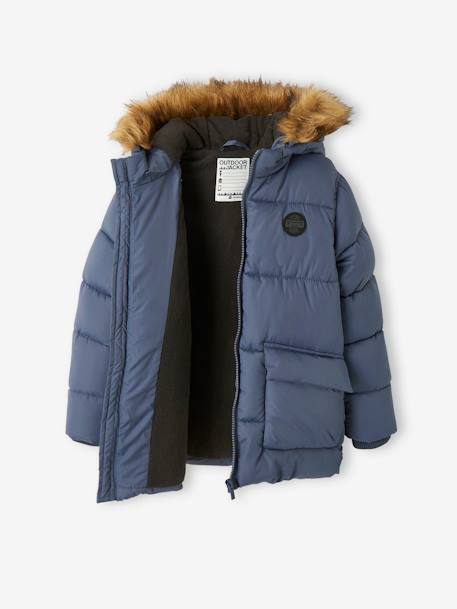 Chaqueta acolchada con forro polar y guantes o manoplas, para niño AZUL MEDIO LISO CON MOTIVOS+MARRON MEDIO LISO CON MOTIVOS 