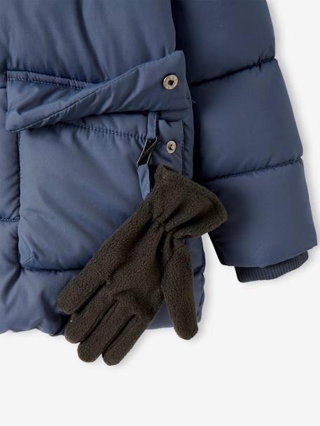 Chaqueta acolchada con forro polar y guantes o manoplas, para niño AZUL MEDIO LISO CON MOTIVOS+MARRON MEDIO LISO CON MOTIVOS+verde pino 