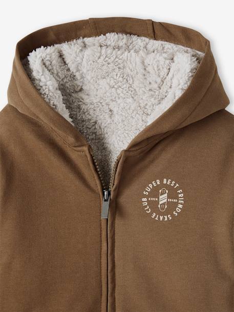 Sudadera con cremallera y forro de sherpa, para niño gris jaspeado+GRIS OSCURO JASPEADO+MARRON OSCURO LISO CON MOTIVOS 