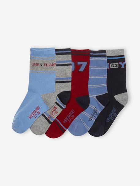 Pack de 5 pares de calcetines para niño ROJO OSCURO BICOLOR/MULTICOLOR 