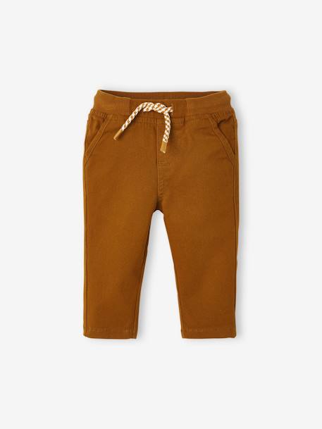 Pantalón de sarga con forro bebé niño AZUL OSCURO LISO+MARRON MEDIO LISO+VERDE MEDIO LISO 