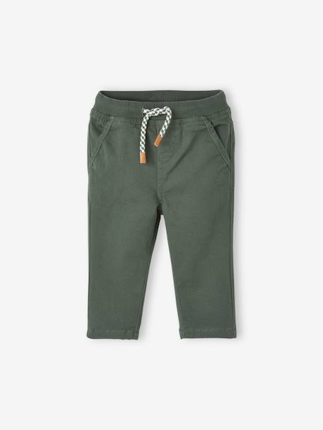 Pantalón de sarga con forro bebé niño AZUL OSCURO LISO+MARRON MEDIO LISO+VERDE MEDIO LISO 