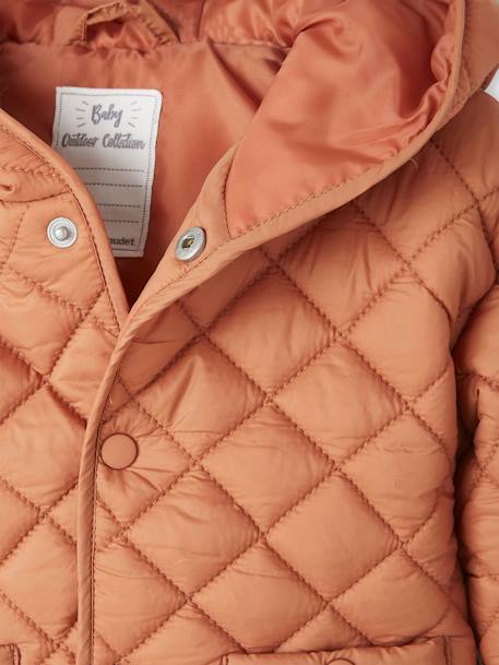 Chaqueta acolchada con capucha, para bebé NARANJA OSCURO LISO 