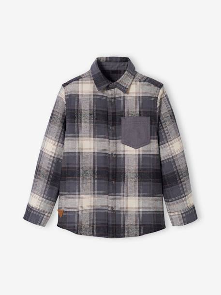 Camisa a cuadros, para niño AZUL OSCURO A CUADROS+MARRON OSCURO A CUADROS+VERDE MEDIO A CUADROS 