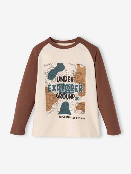 Camiseta ultrasuave con motivo cartográfico, para niño BEIGE CLARO LISO CON MOTIVOS 