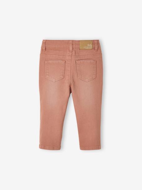 Pantalón slim bebé de algodón stretch MARRON MEDIO LISO CON MOTIVOS 