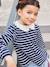Camiseta blusa cuello de bordado inglés, niña AZUL OSCURO A RAYAS 