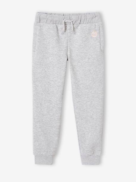 Pantalón jogging de felpa, para niña AZUL MEDIO LISO CON MOTIVOS+GRIS CLARO JASPEADO+ROSA CLARO LISO CON MOTIVOS 