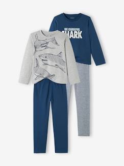 Pack de 2 pijamas Fútbol Americano, niño - azul oscuro liso con motivos