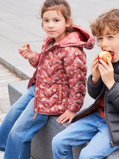 Niña-Chaqueta acolchada ligera con capucha y motivos irisados, para niña