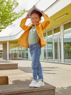 Niña-Chaqueta estilo worker de pana con emblema de flor irisada, para niña