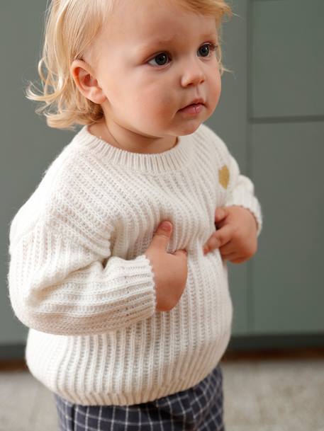 Bebé-Sudaderas, jerséis y chaquetas de punto-Jerséis-Jersey de punto con corazón dorado, para bebé