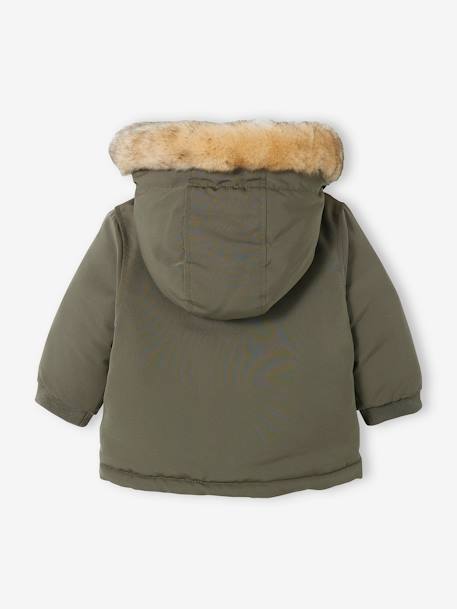 Parka reversible con relleno de poliéster reciclado, para bebé VERDE MEDIO LISO CON MOTIVOS 