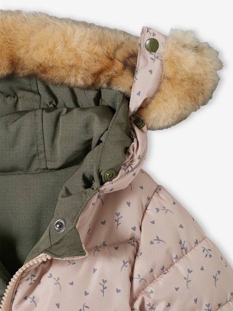 Parka reversible con relleno de poliéster reciclado, para bebé VERDE MEDIO LISO CON MOTIVOS 