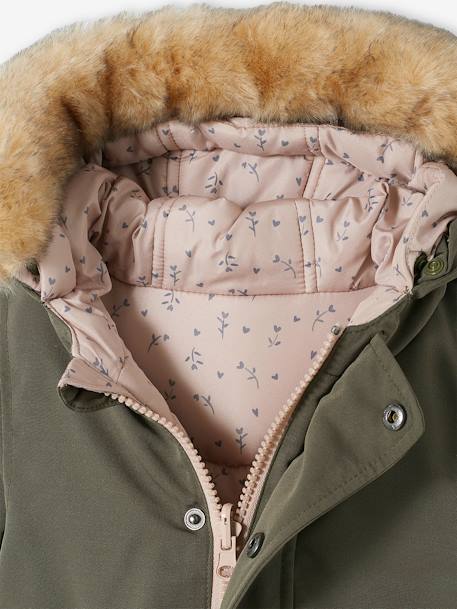 Parka reversible con relleno de poliéster reciclado, para bebé VERDE MEDIO LISO CON MOTIVOS 