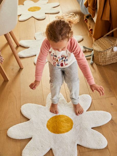 Alfombra de baño de felpa Flor BLANCO CLARO LISO CON MOTIVOS 