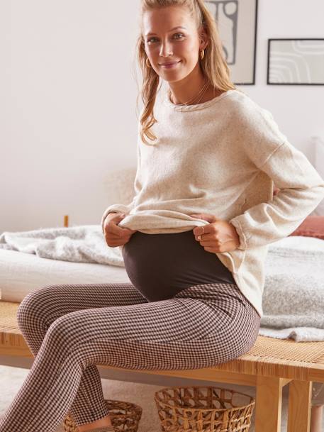 Legging para embarazo de punto milano, a cuadros NEGRO OSCURO A CUADROS 