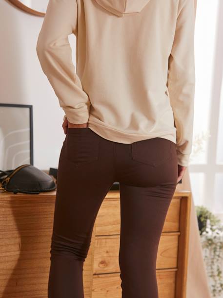 Pantalón super skinny de embarazo de tejido stretch MARRON OSCURO LISO+Negro 