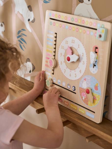 Reloj calendario de madera BEIGE CLARO LISO CON MOTIVOS 