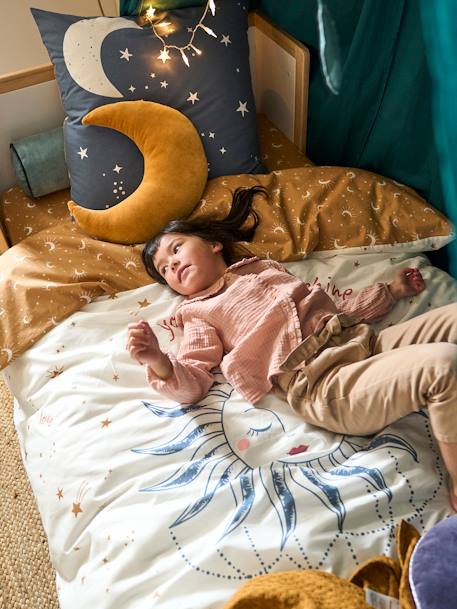 Conjunto infantil: funda nórdica + funda de almohada ASTRO BLANCO MEDIO LISO CON MOTIVOS 