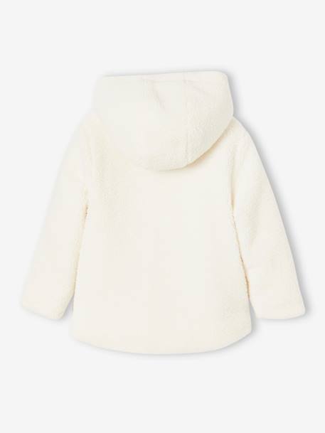 Chaqueta con capucha de sherpa, niña BLANCO CLARO LISO 