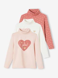 Lotes y packs-Niña-Pack de 3 camisetas de cuello alto, para niña