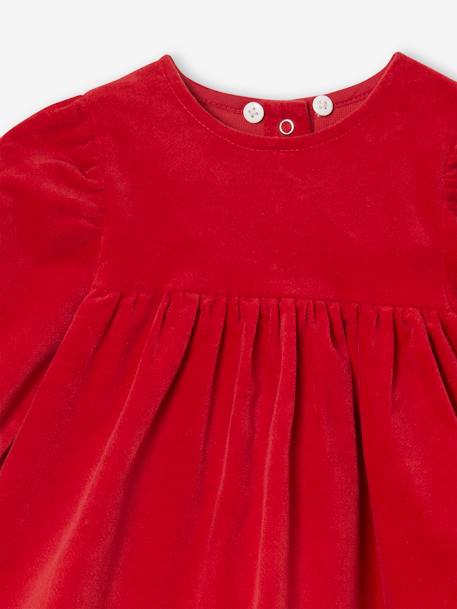 Vestido de terciopelo para bebés con leotardos a juego rojo 