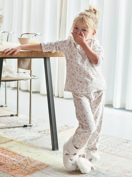 Zapatillas de casa estilo peluche unicornios, para niña BLANCO CLARO LISO CON MOTIVOS 