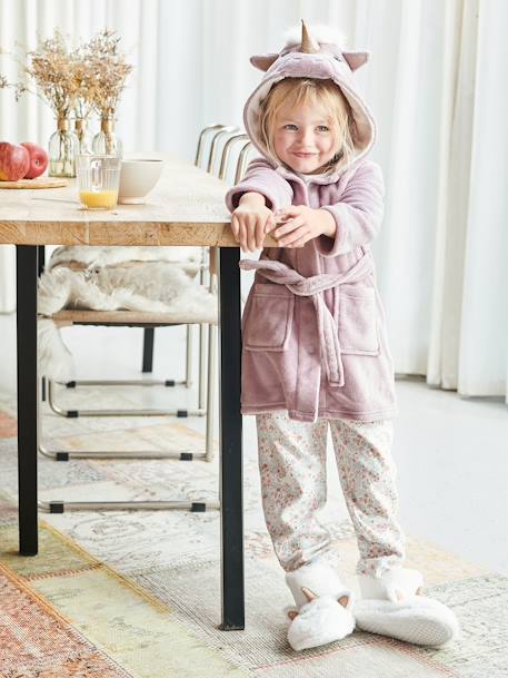 Zapatillas de casa estilo peluche unicornios, para niña BLANCO CLARO LISO CON MOTIVOS 