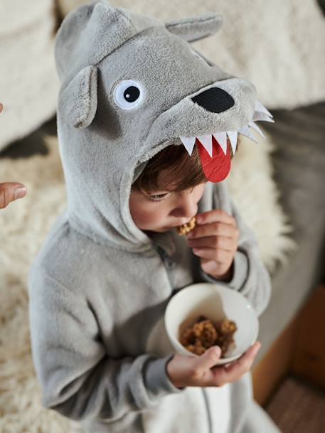 Mono Pijama Lobo, para niño GRIS CLARO LISO CON MOTIVOS 