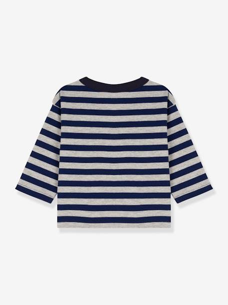 Camiseta de manga larga bebé de algodón - PETIT BATEAU azul 