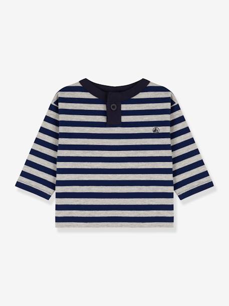 Camiseta de manga larga bebé de algodón - PETIT BATEAU azul 