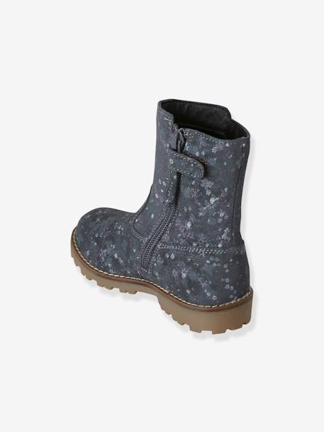 Botas de piel para niña especial autonomía GRIS MEDIO ESTAMPADO 