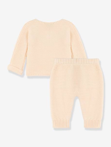 Conjunto de dos prendas de punto tricot de algodón orgánico PETIT BATEAU blanco 